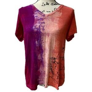 Y2K ART OF CLOTH SHIRT ASYMMETRICAL HAND DYED SHIRT MADE IN USA SZ S GRUNGE